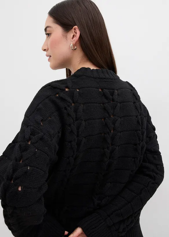 Grobstrick-Pullover mit Zopfmuster, bonprix
