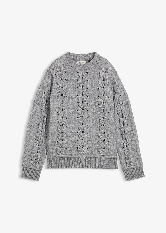 Grobstrick-Pullover mit Zopfmuster, bonprix