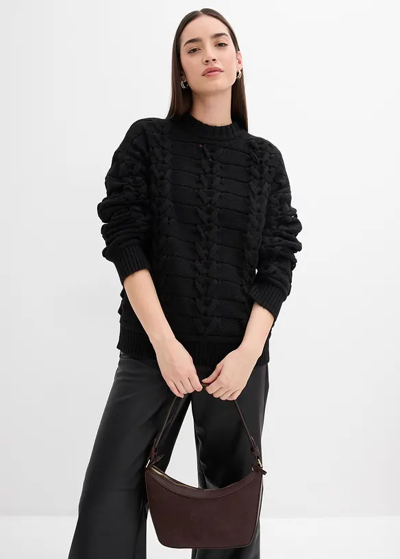 Grobstrick-Pullover mit Zopfmuster, bonprix