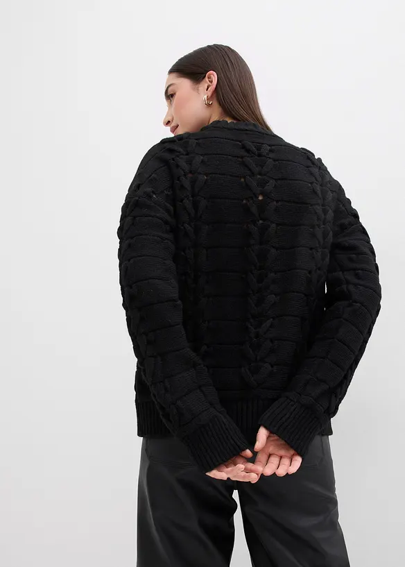 Grobstrick-Pullover mit Zopfmuster, bonprix