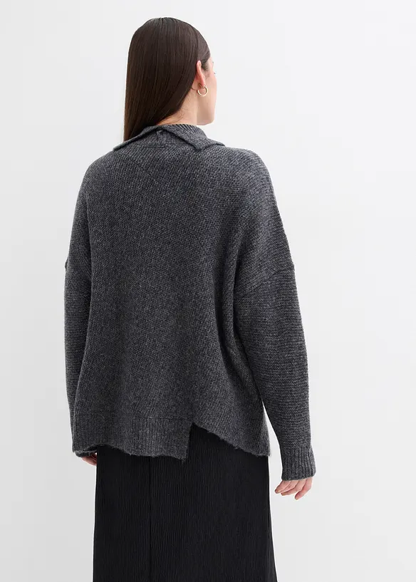 Pullover mit asymmetrischem Saumverlauf und Wollanteil, bonprix