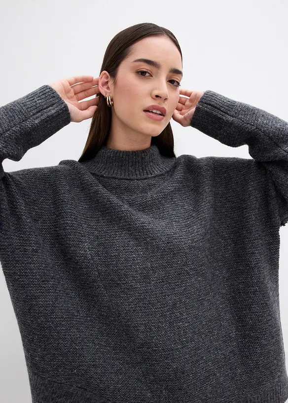 Pullover mit asymmetrischem Saumverlauf und Wollanteil, bonprix