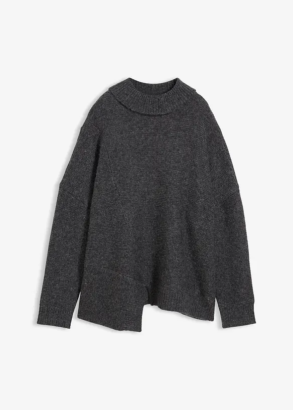 Pullover mit asymmetrischem Saumverlauf und Wollanteil, bonprix