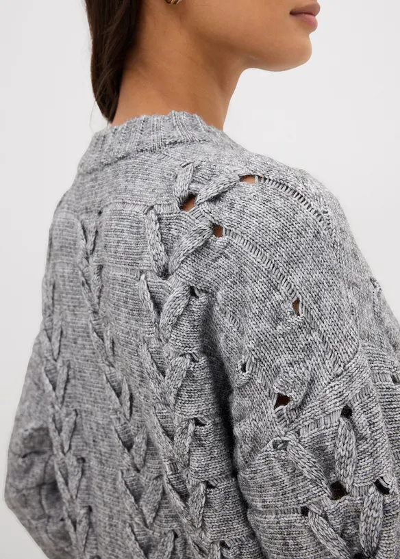 Grobstrick-Pullover mit Zopfmuster, bonprix