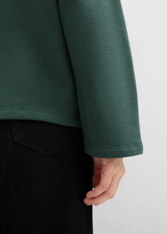 Sweatshirt mit gestricktem Polokragen aus Bio-Baumwolle, bonprix