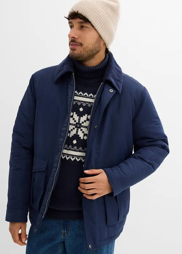 Wattierte Winterjacke  mit Cordkragen, bonprix