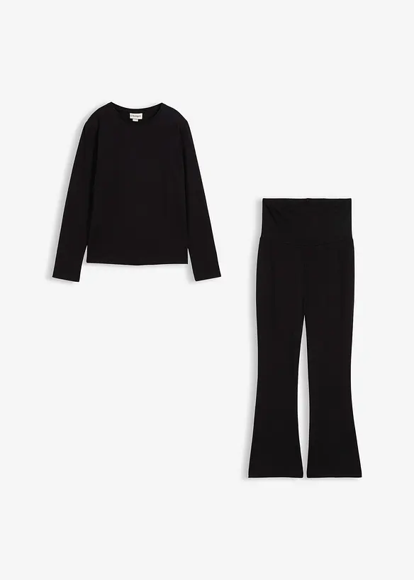 T-shirt manches longues et pantalon en jersey côtelé (ens. 2 pces), bonprix