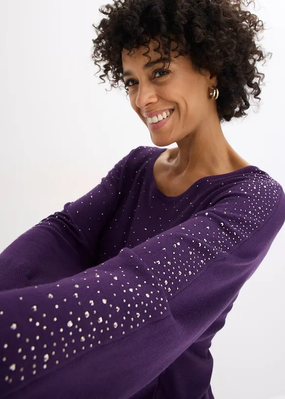 Feinstrickpullover mit Strass-Applikation, bonprix