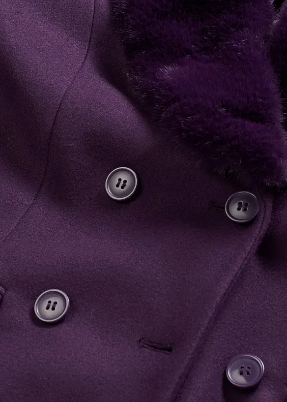 Mantel mit abknöpfbaren Fellimitatkragen, bonprix