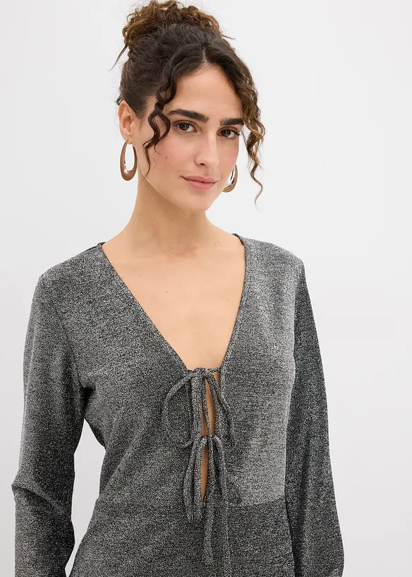 Glitzerndes Minikleid mit Schleifendetail, bonprix