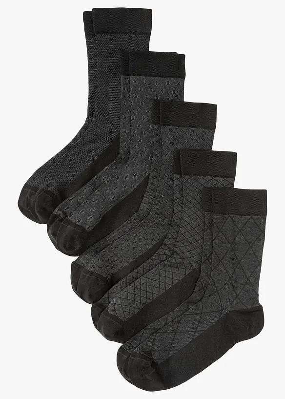 Lot de 5 paires de chaussettes bord non comprimant en coton majoritaire, bonprix