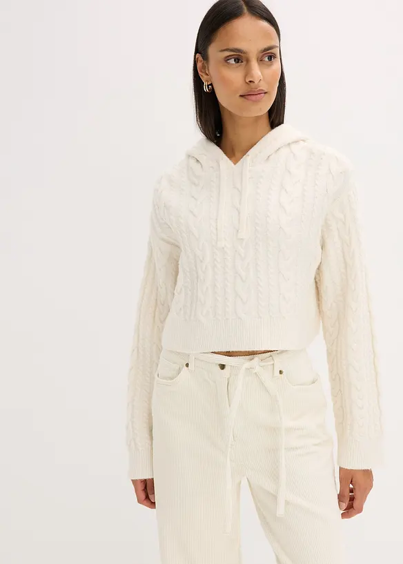 Grobstrick-Pullover mit Kapuze, bonprix