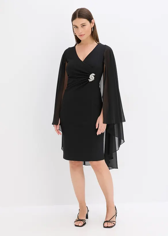 Minikleid mit Cape aus feinem Chiffon, bonprix