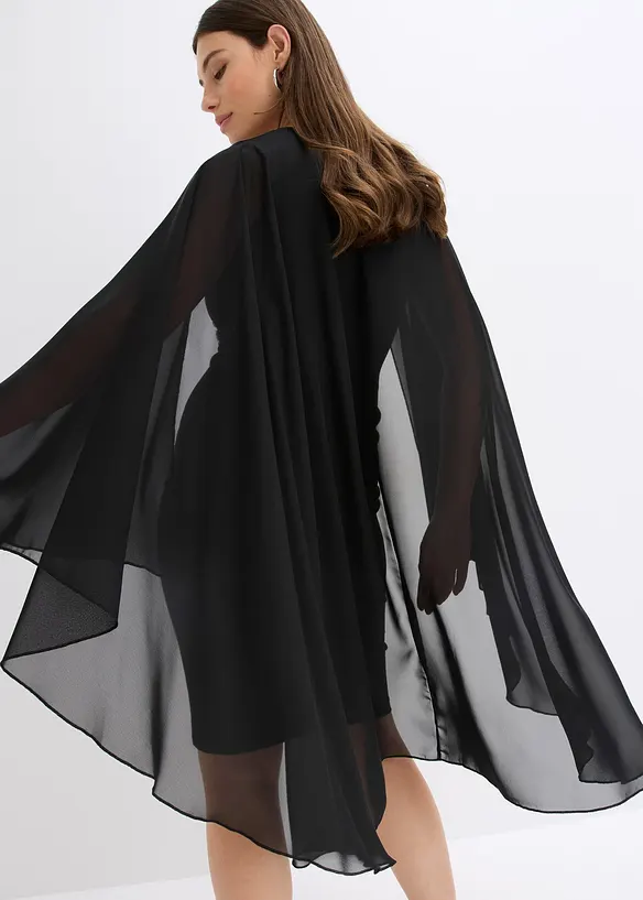 Minikleid mit Cape aus feinem Chiffon, bonprix