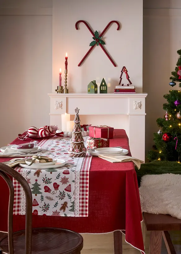 Bio Baumwoll Tischläufer mit Weihnachtsdruck, bonprix