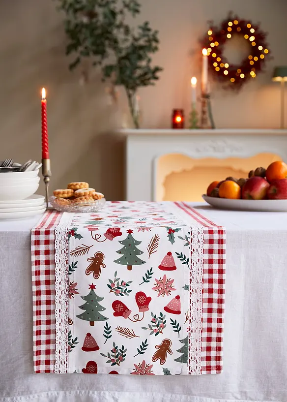 Bio Baumwoll Tischläufer mit Weihnachtsdruck, bonprix