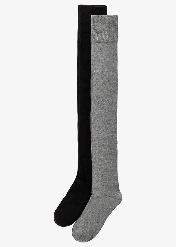 Lot de 2 paires de chaussettes jambières en coton majoritaire, bonprix