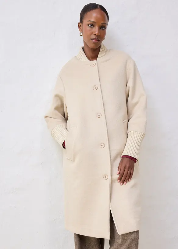 Wollmantel mit Strickbesatz, bonprix