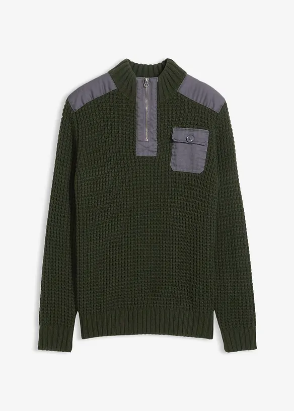 Grobstrick Troyer Pullover mit Web-Besatz, bonprix