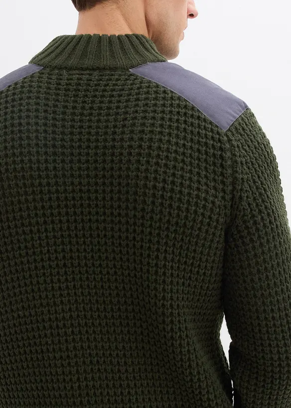 Grobstrick Troyer Pullover mit Web-Besatz, bonprix