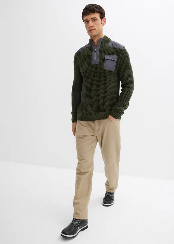 Grobstrick Troyer Pullover mit Web-Besatz, bonprix