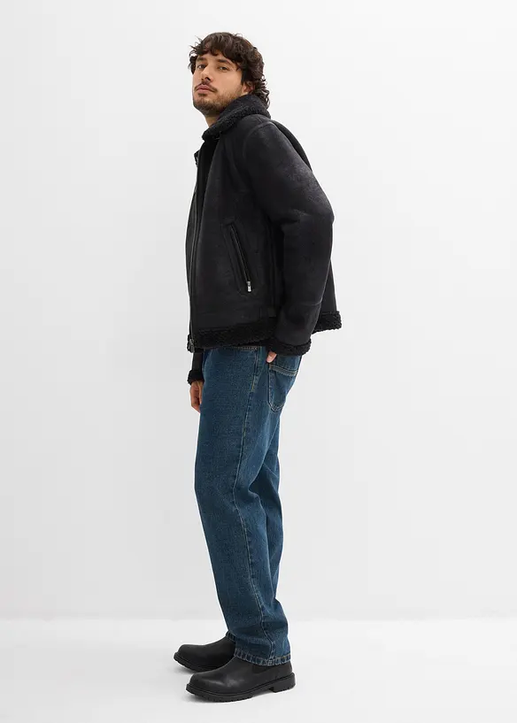 Blouson enduit doublé sherpa, bonprix