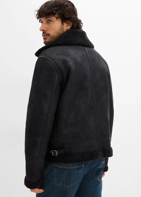 Blouson enduit doublé sherpa, bonprix