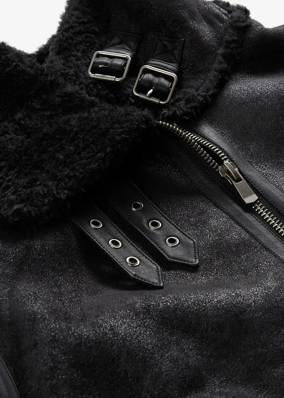 Blouson enduit doublé sherpa, bonprix