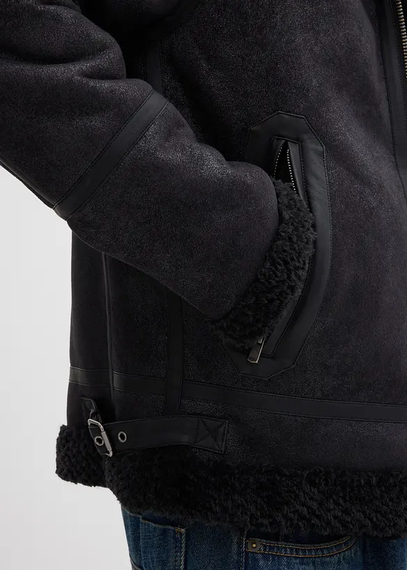 Blouson enduit doublé sherpa, bonprix