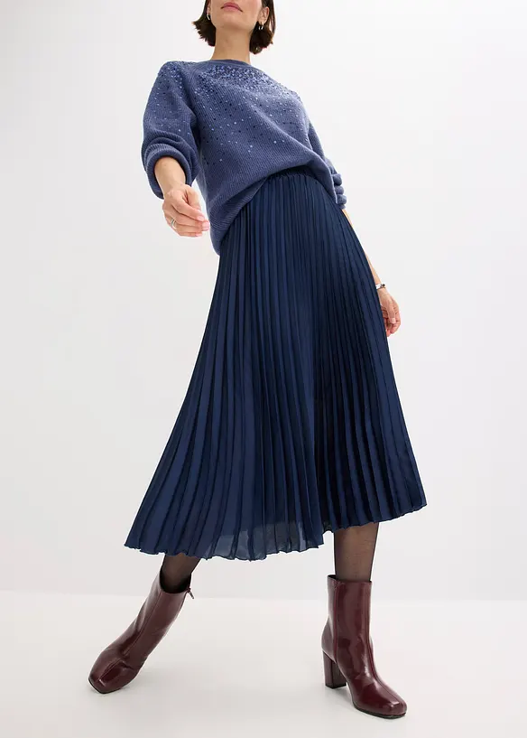 Jupe plissée en satin fin, bonprix