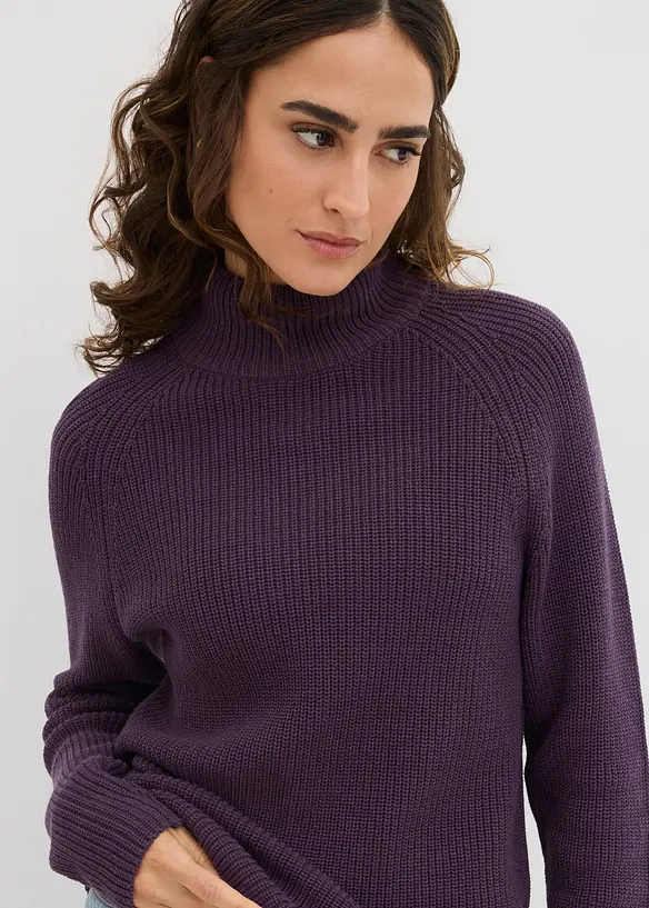 Pull en maille côtelée 100% coton, bonprix