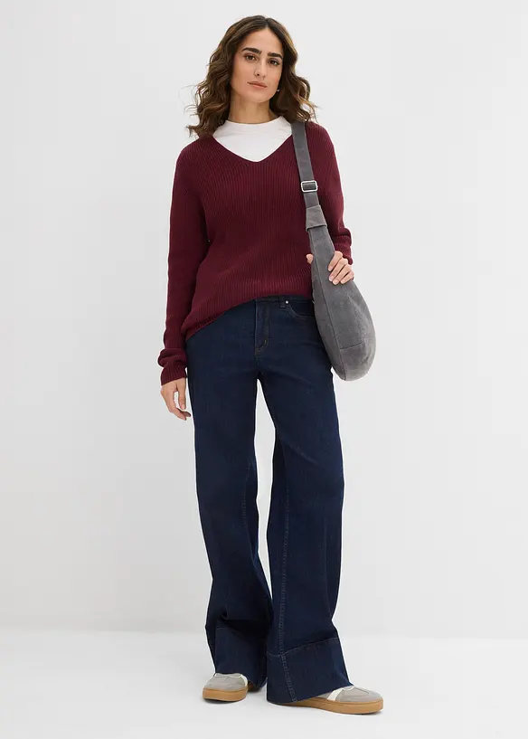 Rippstrickpullover aus reiner Bio Baumwolle, bonprix