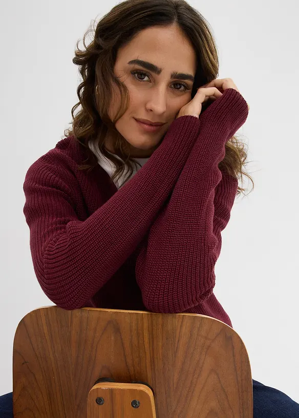 Rippstrickpullover aus reiner Bio Baumwolle, bonprix