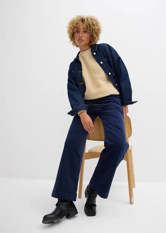Weite Stretch-Cordhose, High-Waist, bonprix