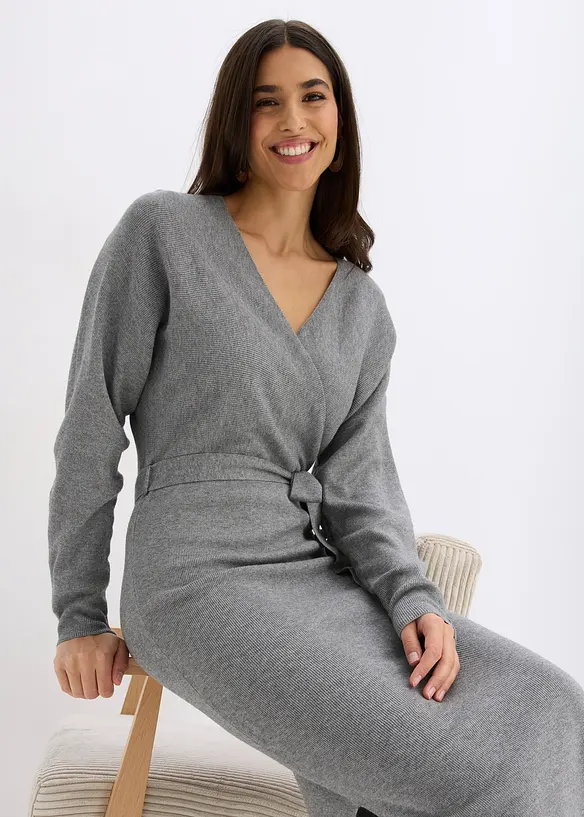 Robe pull fluide en viscose m&eacute;lang&eacute;e, bonprix