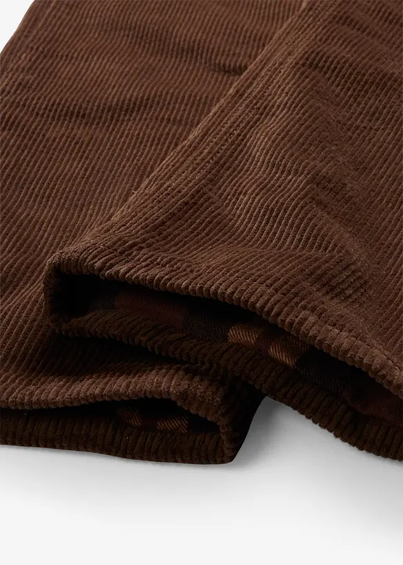 Pantalon droit loose en velours c&ocirc;tel&eacute;, doublure flanelle, bonprix
