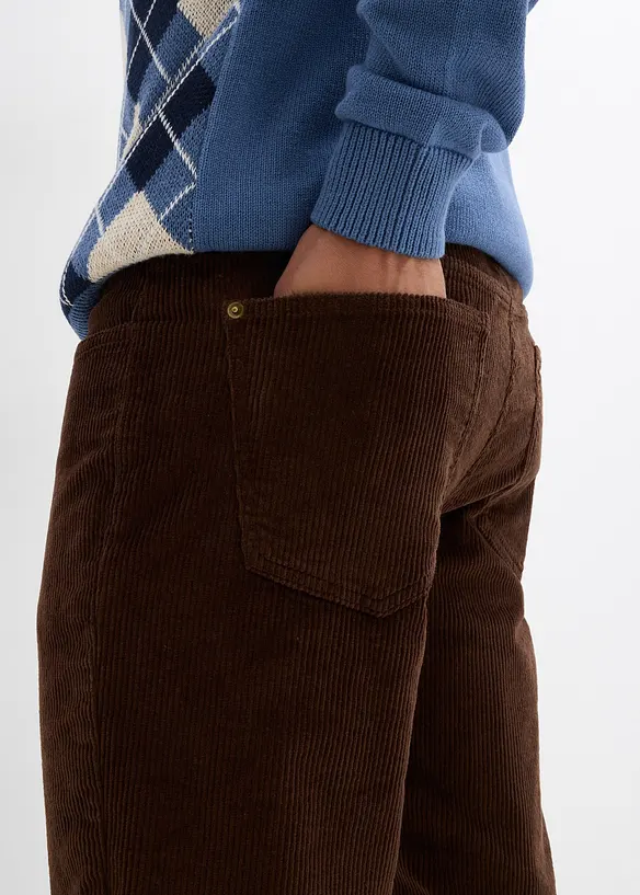 Pantalon droit loose en velours c&ocirc;tel&eacute;, doublure flanelle, bonprix