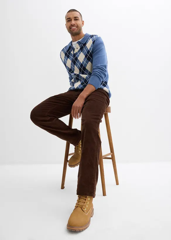 Pantalon droit loose en velours c&ocirc;tel&eacute;, doublure flanelle, bonprix