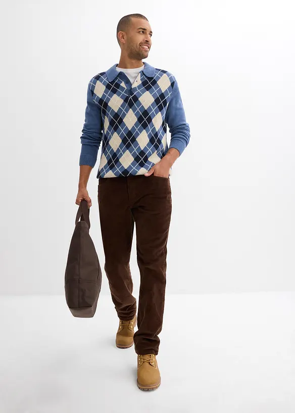 Pantalon droit loose en velours c&ocirc;tel&eacute;, doublure flanelle, bonprix