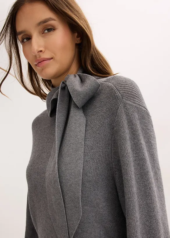 Strickkleid mit Schleife aus softem Viskose-Mix, bonprix