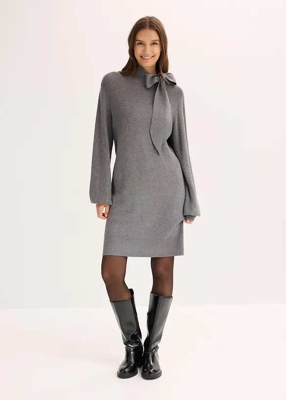 Strickkleid mit Schleife aus softem Viskose-Mix, bonprix