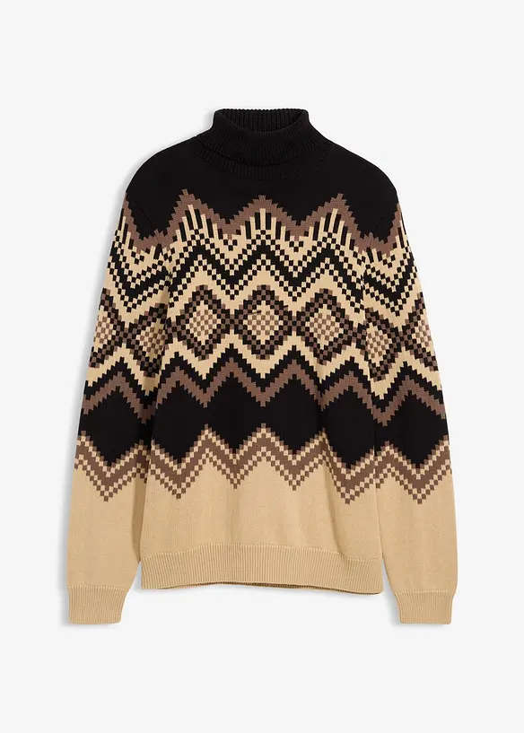 Pull col roulé à motif ikat, bonprix