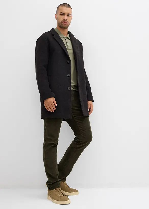 Pantalon jogger regular en velours côtelé, doublure chaude en flanelle, droit, bonprix