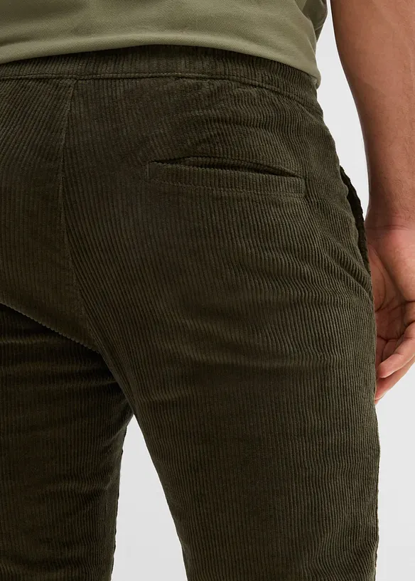 Pantalon jogger regular en velours côtelé, doublure chaude en flanelle, droit, bonprix