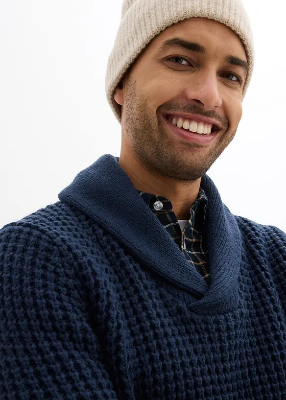 Grobstrick-Pullover mit Schalkragen, bonprix