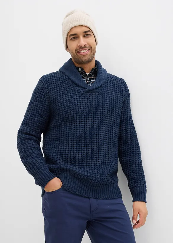 Grobstrick-Pullover mit Schalkragen, bonprix