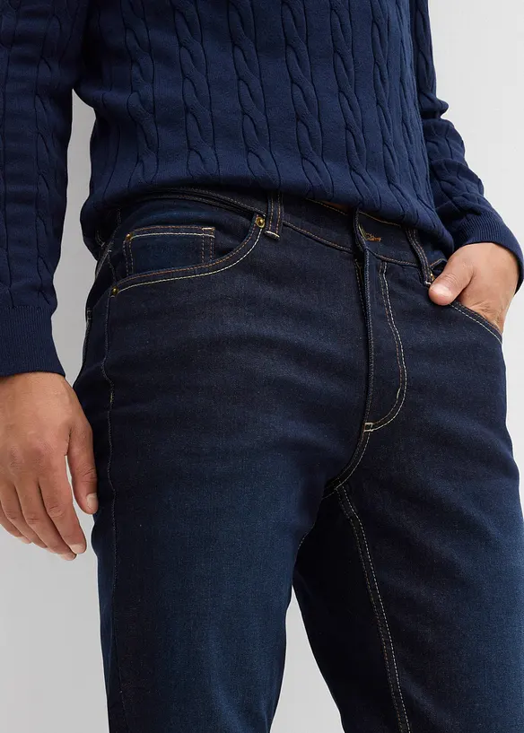 Thermo Regular Fit Stretch-Jeans mit weichem Jersey-Futter und Komfortbund, Straight, bonprix