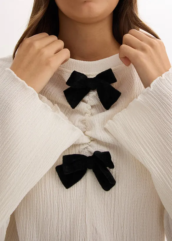 Langarmshirt aus strukturiertem Crêpe, bonprix