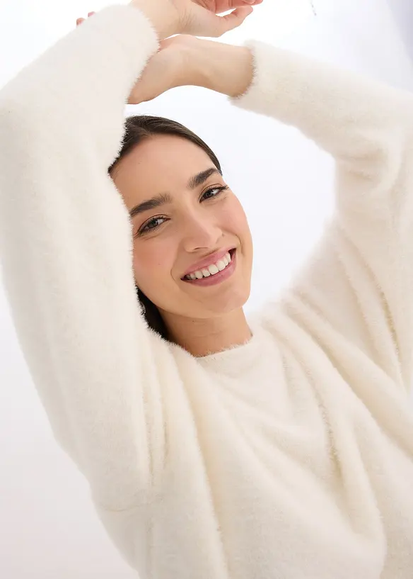 Longpullover aus weichem Federgarn, bonprix