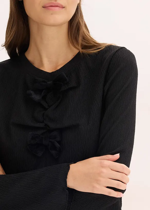 T-shirt manches longues en crêpe texturé, bonprix